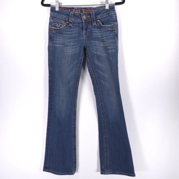 ROCK REVIVAL Deborah Boot Jeans Low Rise‎ Size 26 - Picture 1 of 12